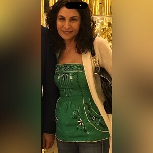 Green Embroidered Women's Top